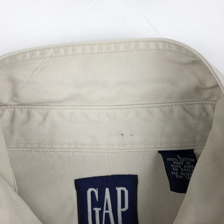 90'S GAP Old Gap Long Sleeve Cotton Shirt Men's L Size Vintage cotton Beige type Vintage Second Hand