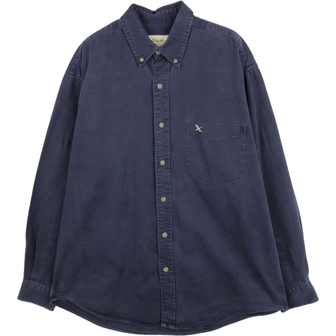 Eddie Bauer long-sleeved button-down shirt, men's size M cotton navy blue type Vintage Second Hand