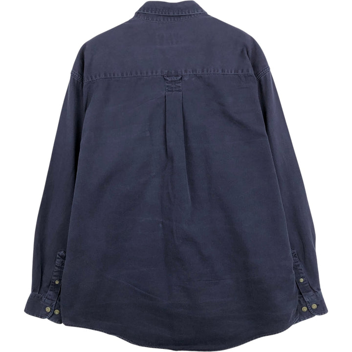 Eddie Bauer long-sleeved button-down shirt, men's size M cotton navy blue type Vintage Second Hand