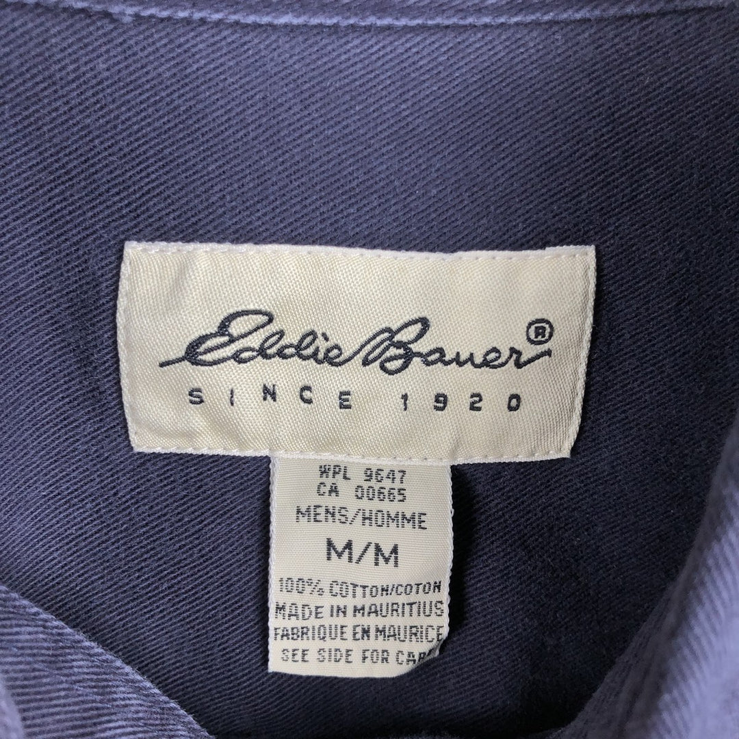 Eddie Bauer long-sleeved button-down shirt, men's size M cotton navy blue type Vintage Second Hand