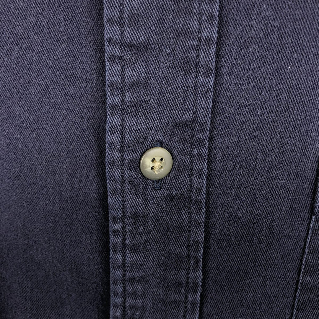 Eddie Bauer long-sleeved button-down shirt, men's size M cotton navy blue type Vintage Second Hand