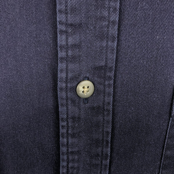 Eddie Bauer long-sleeved button-down shirt, men's size M cotton navy blue type Vintage Second Hand