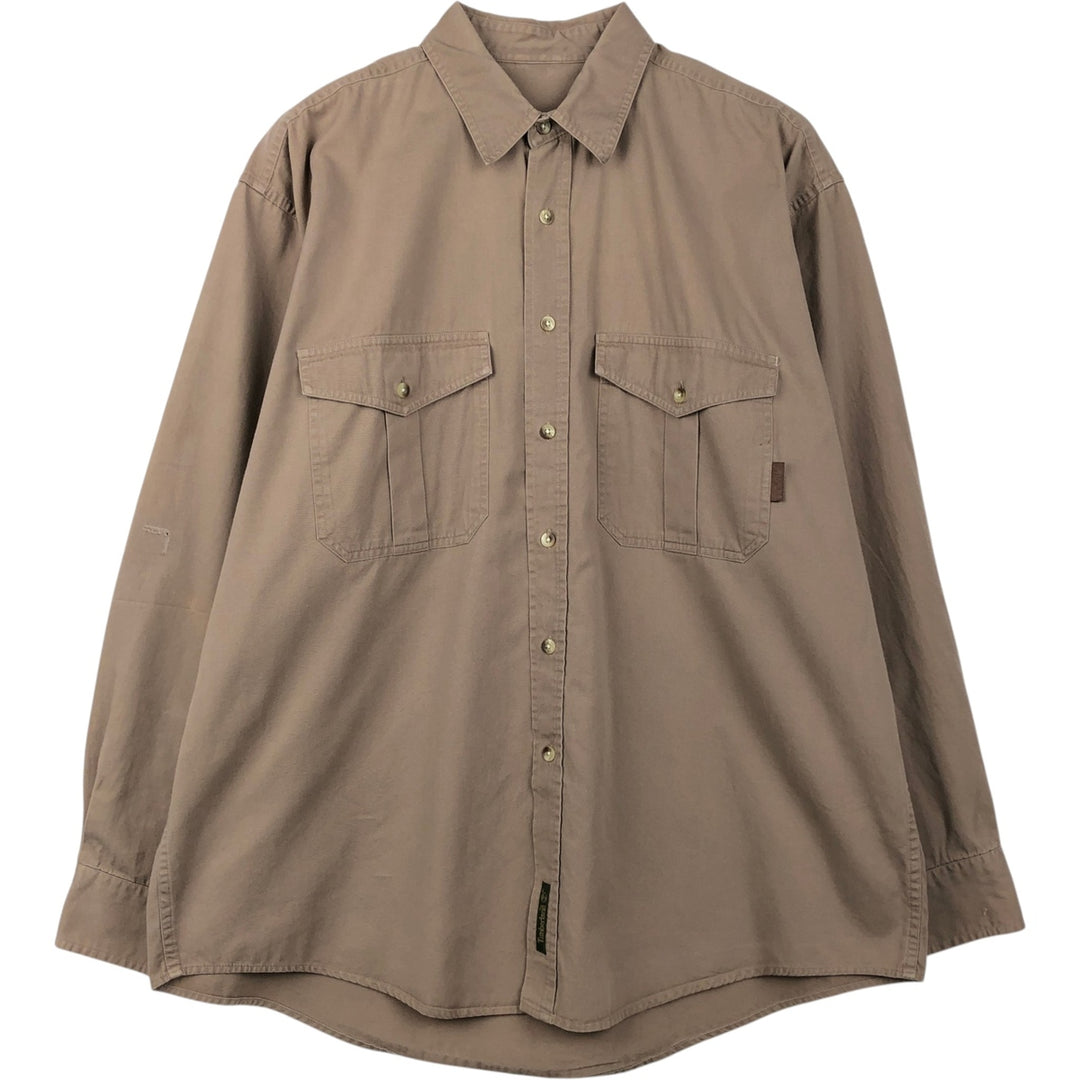 Timberland long-sleeved cotton shirt, men's size M (approximately equivalent). cotton Beige type Vintage Second Hand