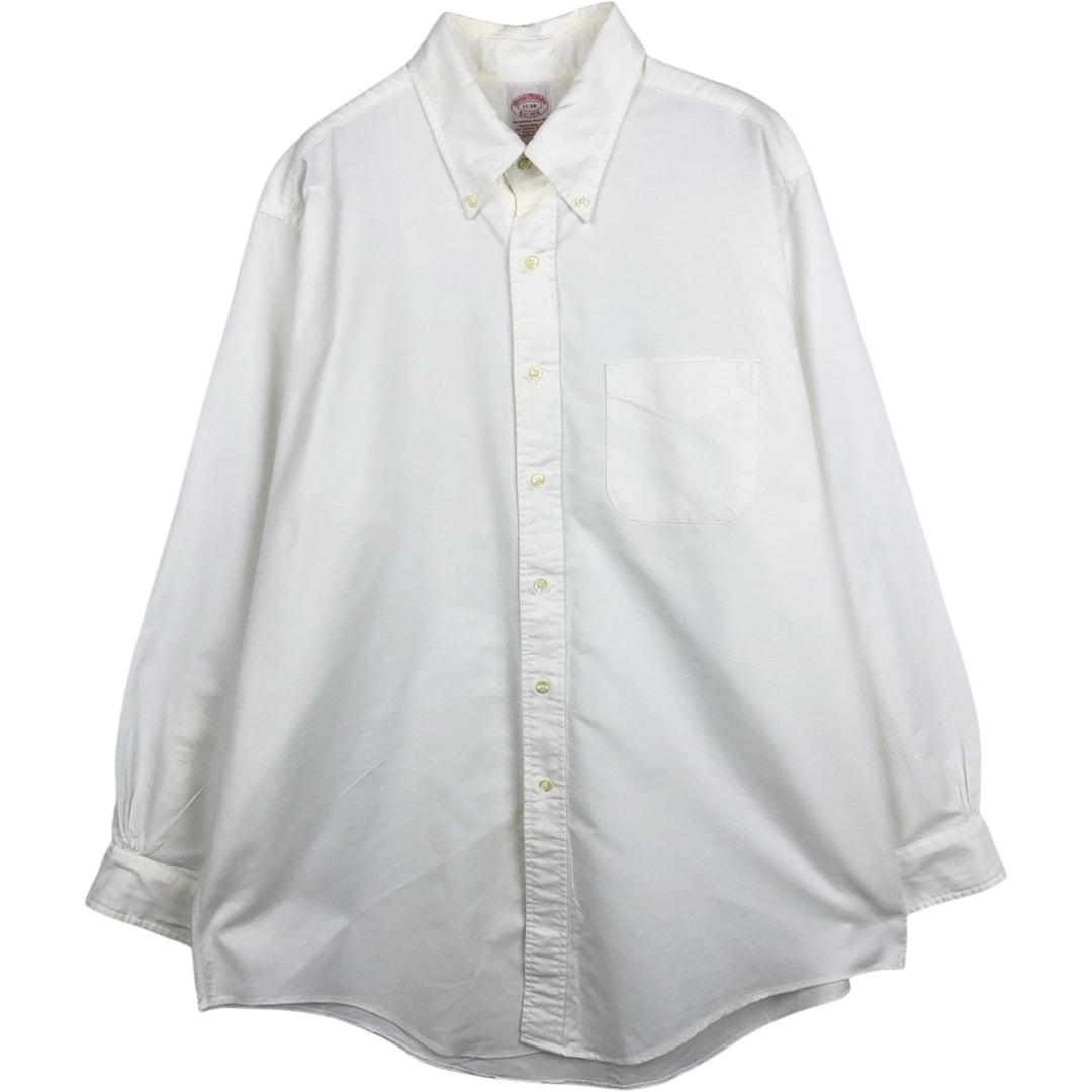 80s-90'S Brooks Brothers Est.1818 Traditional Fit Long-Sleeve Button-Down Shirt, Made in USA, Men's XL Equivalent, Vintage Supima Cotton white type Vintage Second Hand