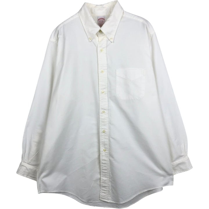 80s-90'S Brooks Brothers Est.1818 Traditional Fit Long-Sleeve Button-Down Shirt, Made in USA, Men's XL Equivalent, Vintage Supima Cotton white type Vintage Second Hand