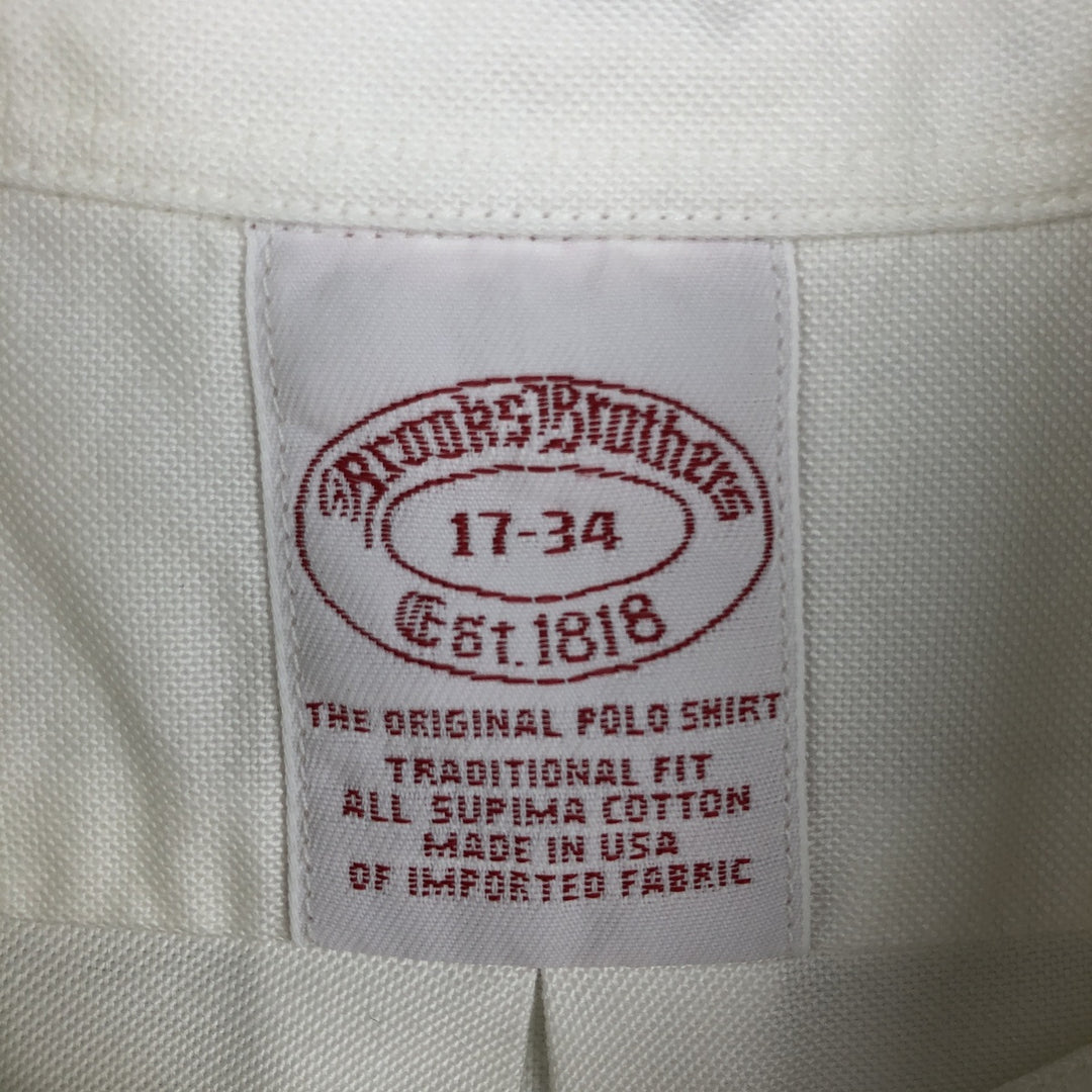 80s-90'S Brooks Brothers Est.1818 Traditional Fit Long-Sleeve Button-Down Shirt, Made in USA, Men's XL Equivalent, Vintage Supima Cotton white type Vintage Second Hand
