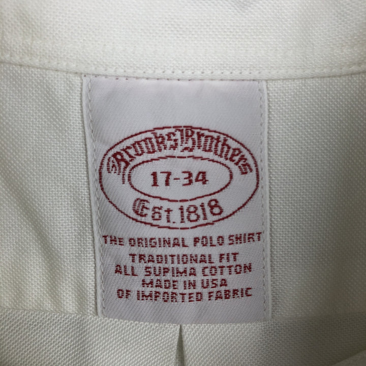 80s-90'S Brooks Brothers Est.1818 Traditional Fit Long-Sleeve Button-Down Shirt, Made in USA, Men's XL Equivalent, Vintage Supima Cotton white type Vintage Second Hand
