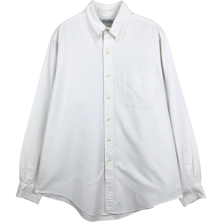 Brooks Brothers long sleeve button down shirt made in USA, size L for men cotton white type Vintage Second Hand