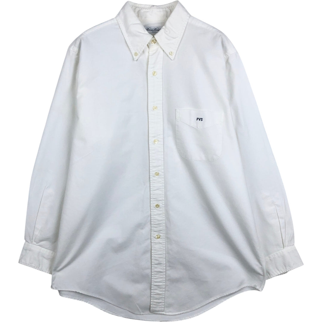 Brooks Brothers Long-Sleeve Button-Down Shirt, Made in USA, Men's Size L (Equivalent), Oxford Fabric Supima Cotton white type Vintage Second Hand