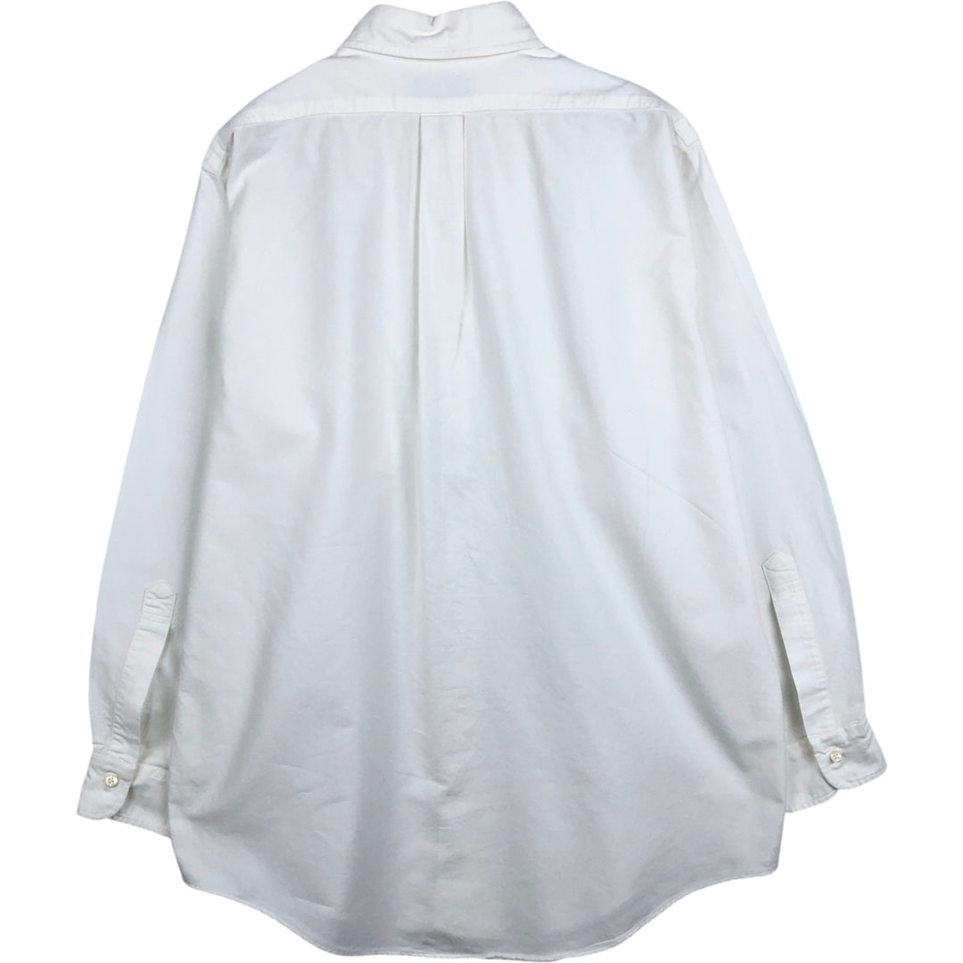 Brooks Brothers Long-Sleeve Button-Down Shirt, Made in USA, Men's Size L (Equivalent), Oxford Fabric Supima Cotton white type Vintage Second Hand