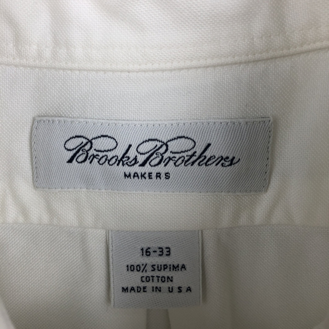 Brooks Brothers Long-Sleeve Button-Down Shirt, Made in USA, Men's Size L (Equivalent), Oxford Fabric Supima Cotton white type Vintage Second Hand