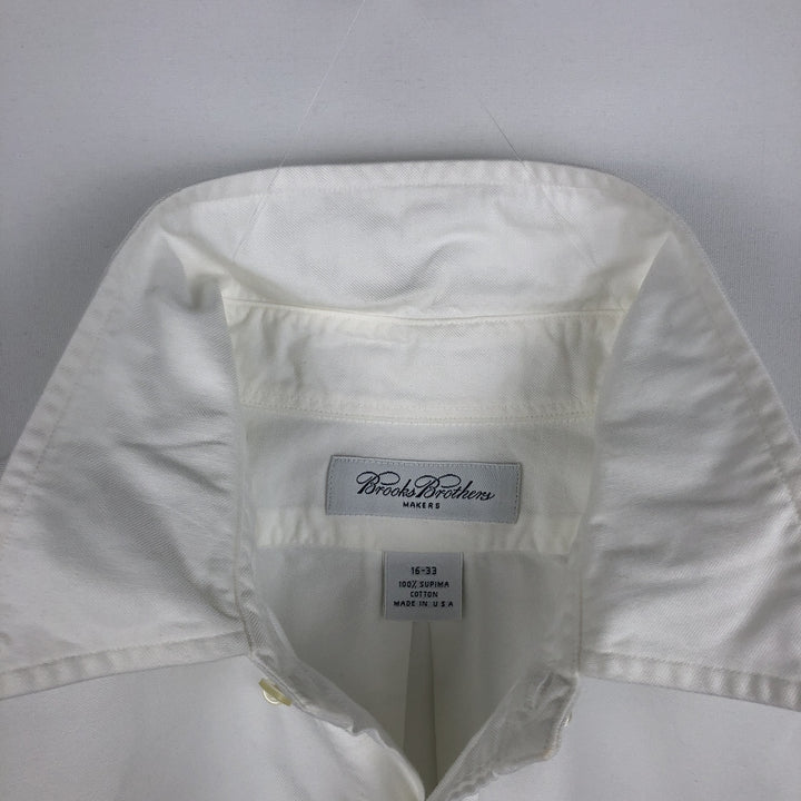 Brooks Brothers Long-Sleeve Button-Down Shirt, Made in USA, Men's Size L (Equivalent), Oxford Fabric Supima Cotton white type Vintage Second Hand
