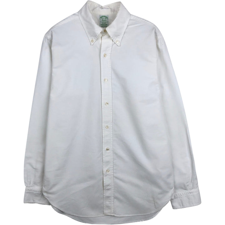 80s-90'S Brooks Brothers MAKERS MILANO Long-Sleeve Button-Down Shirt, Made in USA, Men's Size M (Equivalent), Vintage Supima Cotton white type Vintage Second Hand