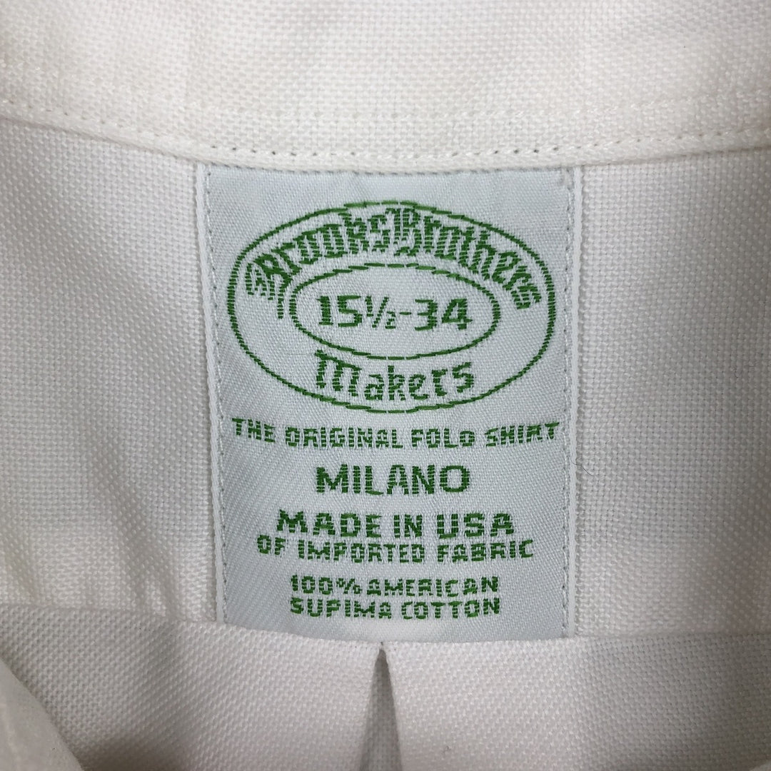 80s-90'S Brooks Brothers MAKERS MILANO Long-Sleeve Button-Down Shirt, Made in USA, Men's Size M (Equivalent), Vintage Supima Cotton white type Vintage Second Hand