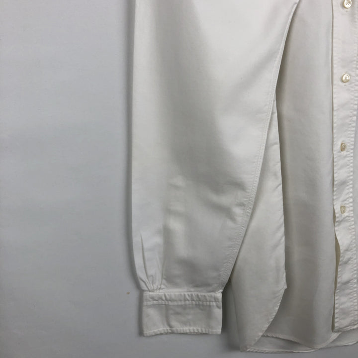 80s-90'S Brooks Brothers MAKERS MILANO Long-Sleeve Button-Down Shirt, Made in USA, Men's Size M (Equivalent), Vintage Supima Cotton white type Vintage Second Hand