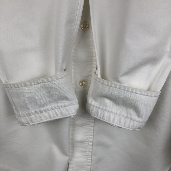 80s-90'S Brooks Brothers MAKERS MILANO Long-Sleeve Button-Down Shirt, Made in USA, Men's Size M (Equivalent), Vintage Supima Cotton white type Vintage Second Hand