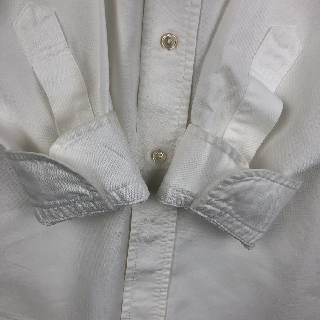 80s-90'S Brooks Brothers MAKERS MILANO Long-Sleeve Button-Down Shirt, Made in USA, Men's Size M (Equivalent), Vintage Supima Cotton white type Vintage Second Hand