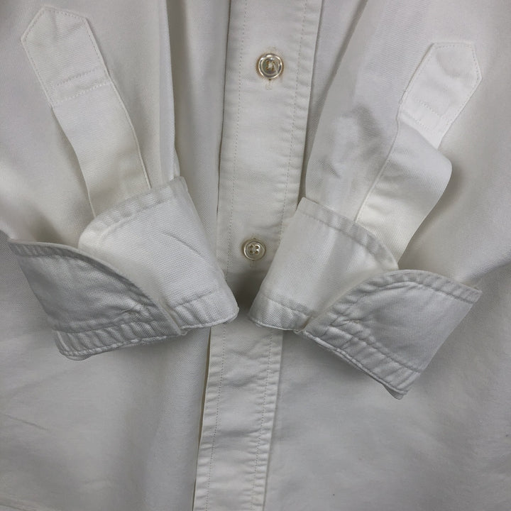 80s-90'S Brooks Brothers MAKERS MILANO Long-Sleeve Button-Down Shirt, Made in USA, Men's Size M (Equivalent), Vintage Supima Cotton white type Vintage Second Hand