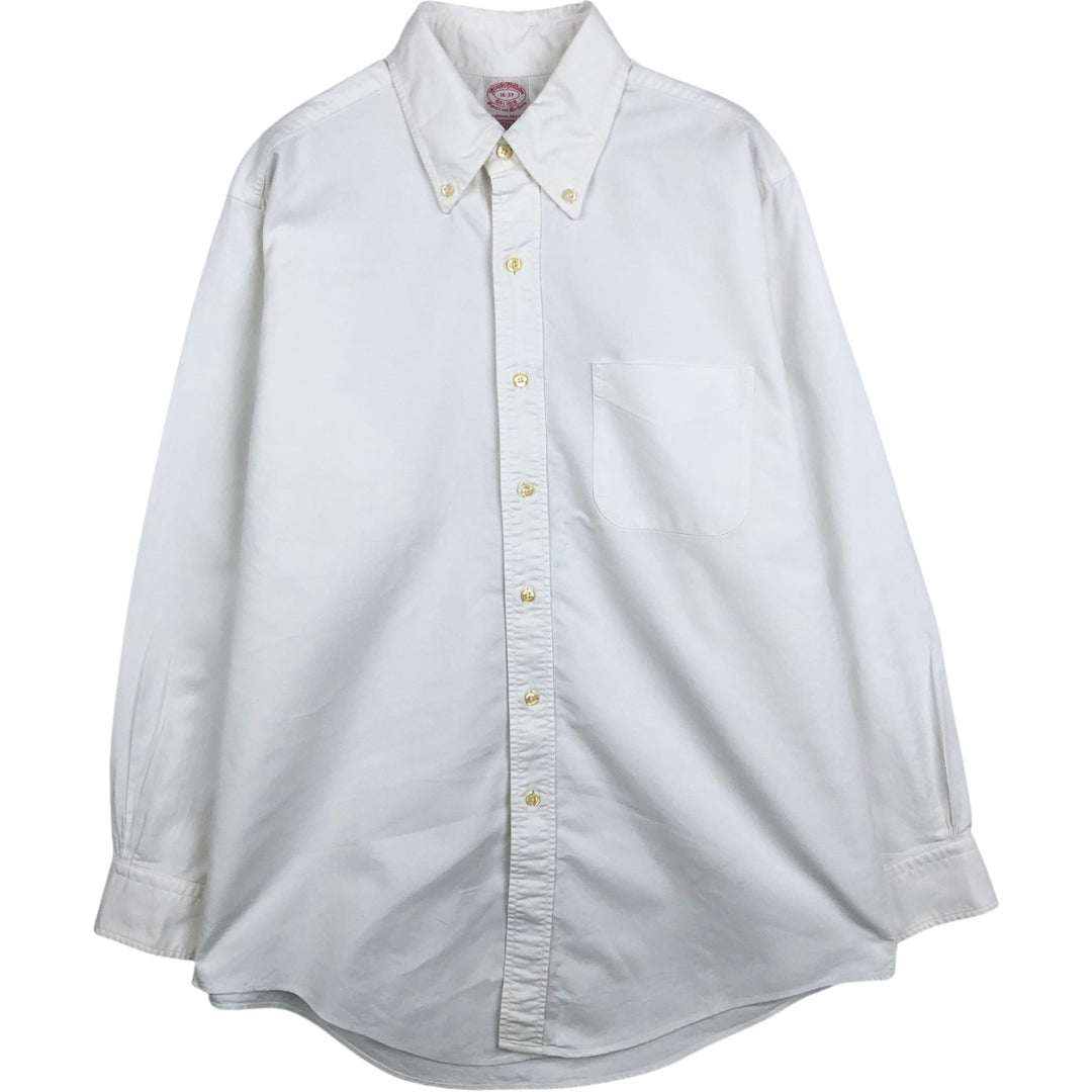80s-90'S Brooks Brothers Est.1818 Traditional Fit Long-Sleeve Button-Down Shirt, Made in USA, Men's Size L (Equivalent), Vintage Supima Cotton white type Vintage Second Hand