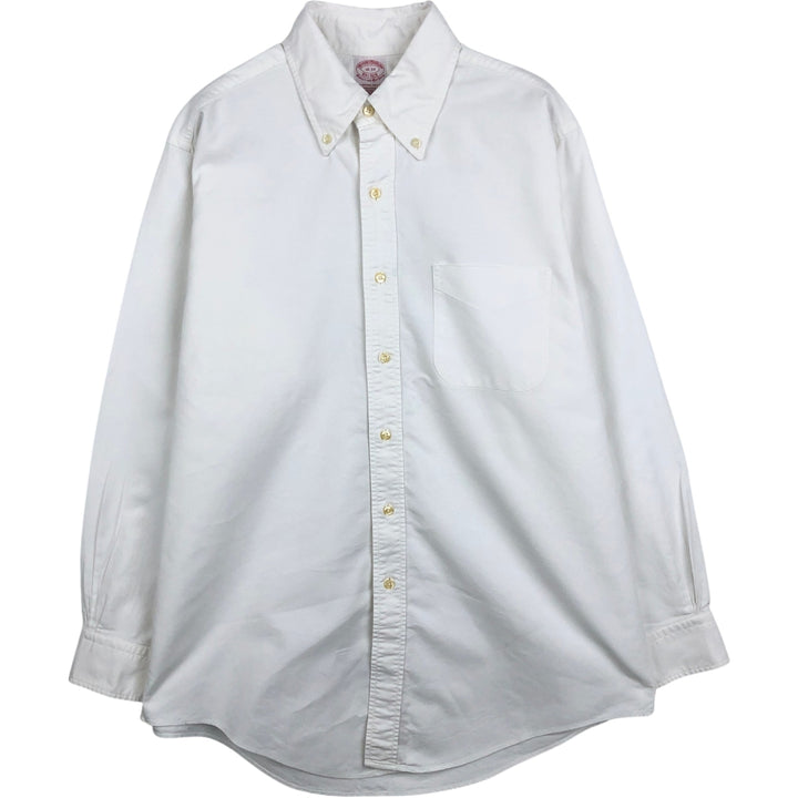 80s-90'S Brooks Brothers Est.1818 Traditional Fit Long-Sleeve Button-Down Shirt, Made in USA, Men's Size L (Equivalent), Vintage Supima Cotton white type Vintage Second Hand