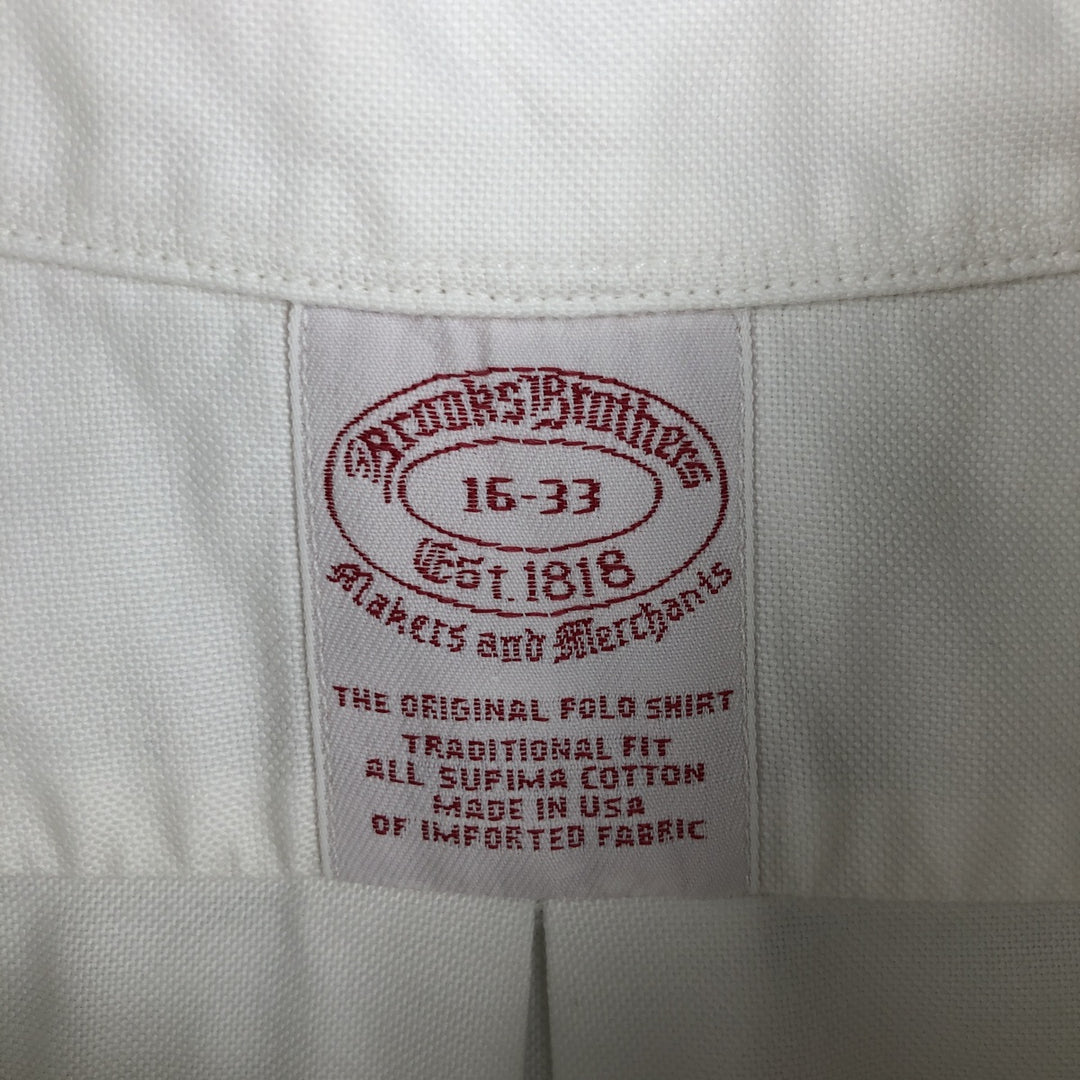 80s-90'S Brooks Brothers Est.1818 Traditional Fit Long-Sleeve Button-Down Shirt, Made in USA, Men's Size L (Equivalent), Vintage Supima Cotton white type Vintage Second Hand