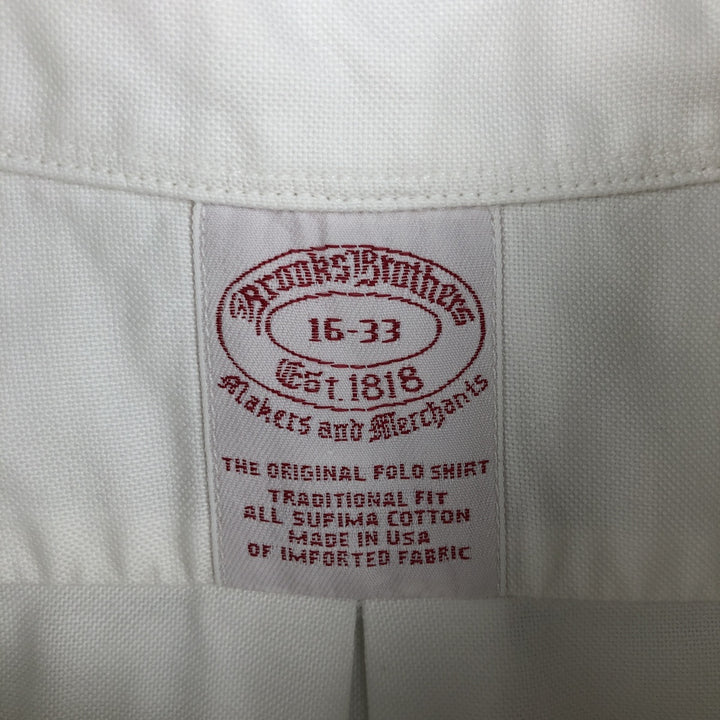 80s-90'S Brooks Brothers Est.1818 Traditional Fit Long-Sleeve Button-Down Shirt, Made in USA, Men's Size L (Equivalent), Vintage Supima Cotton white type Vintage Second Hand