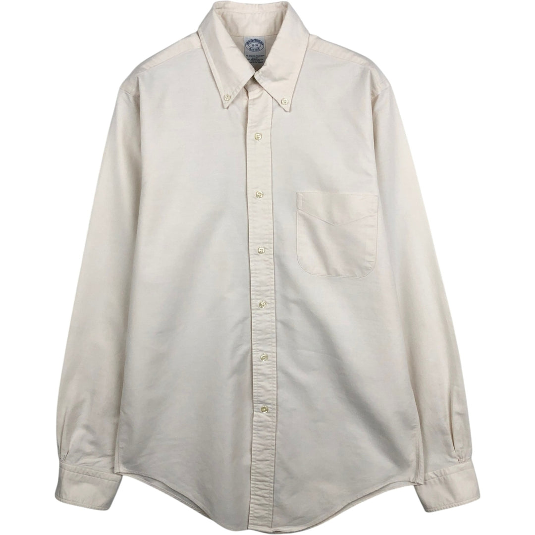 80s-90'S Brooks Brothers Est.1818 Slim Fit Long-Sleeve Button-Down Shirt, Made in USA, Men's Size M (Equivalent), Vintage Supima Cotton ivory Vintage Second Hand
