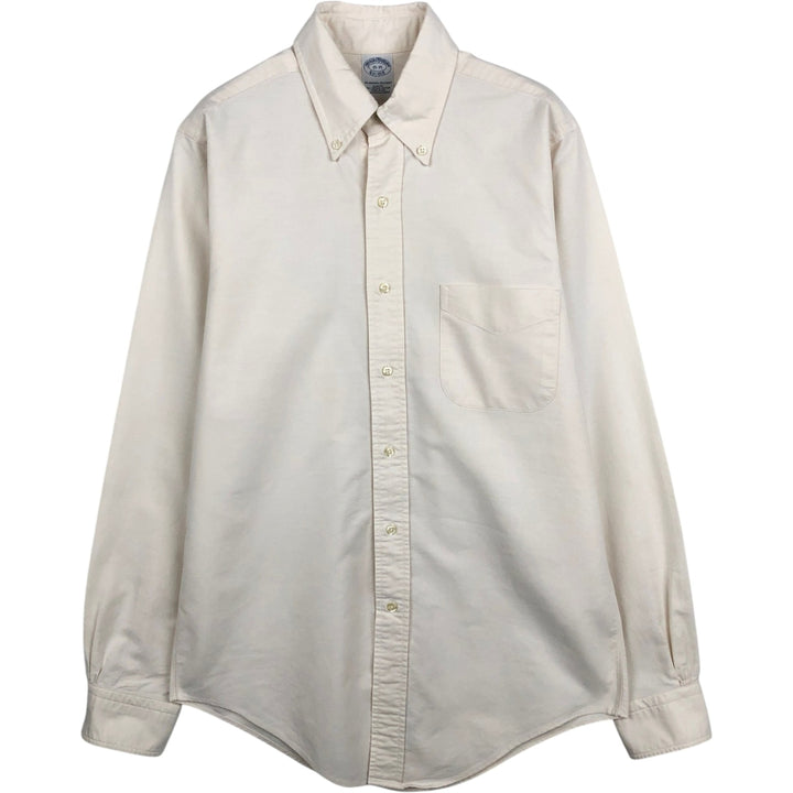 80s-90'S Brooks Brothers Est.1818 Slim Fit Long-Sleeve Button-Down Shirt, Made in USA, Men's Size M (Equivalent), Vintage Supima Cotton ivory Vintage Second Hand