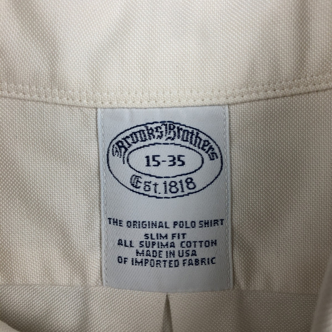 80s-90'S Brooks Brothers Est.1818 Slim Fit Long-Sleeve Button-Down Shirt, Made in USA, Men's Size M (Equivalent), Vintage Supima Cotton ivory Vintage Second Hand