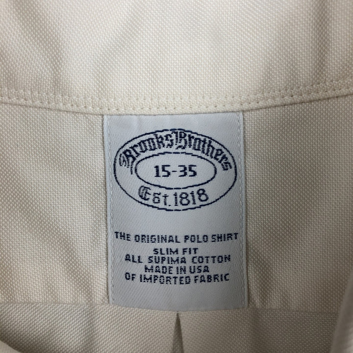 80s-90'S Brooks Brothers Est.1818 Slim Fit Long-Sleeve Button-Down Shirt, Made in USA, Men's Size M (Equivalent), Vintage Supima Cotton ivory Vintage Second Hand