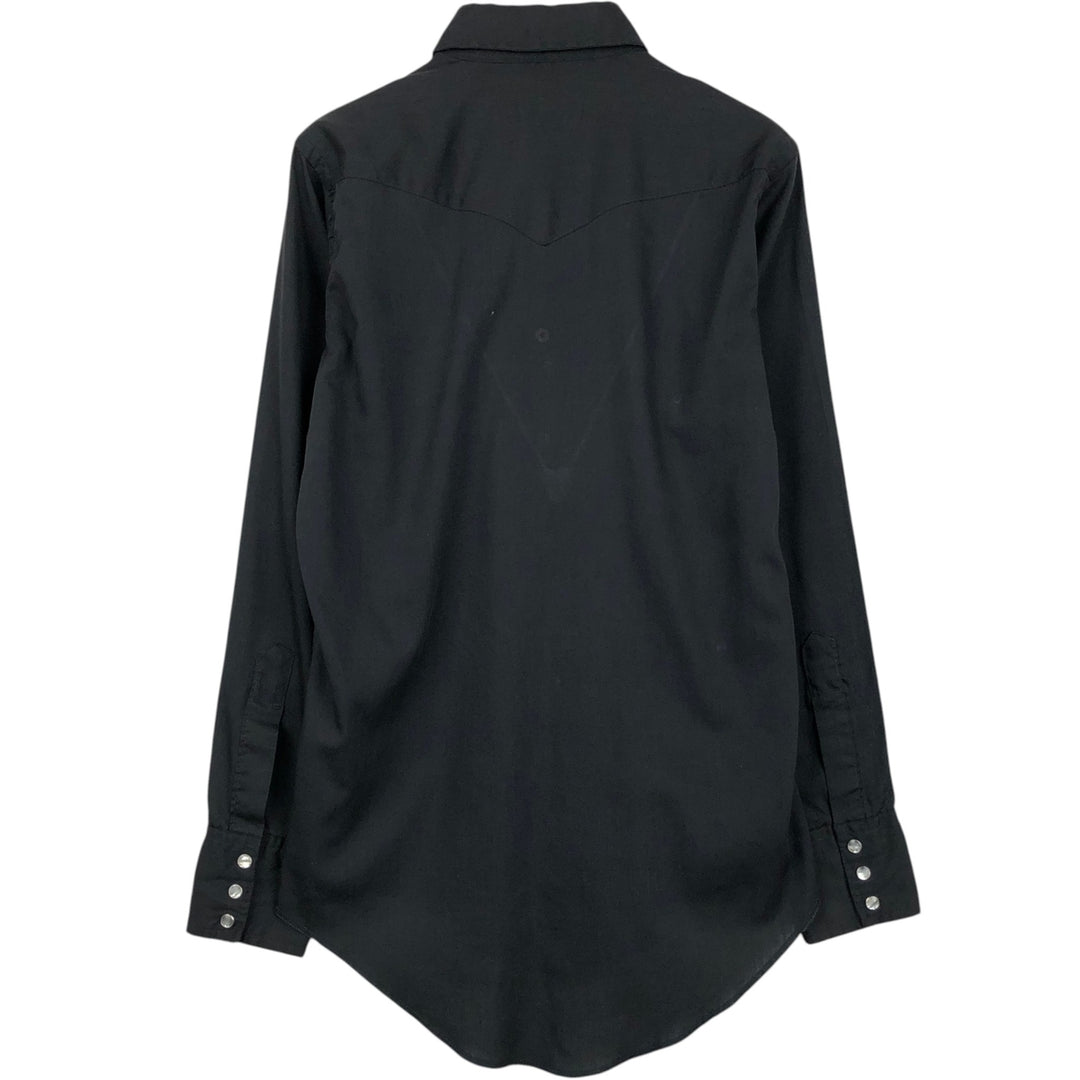 1970'S Wrangler Long-Sleeve Western Shirt, Made in USA, Men's Size M (Equivalent), Vintage unclear black type Vintage Second Hand