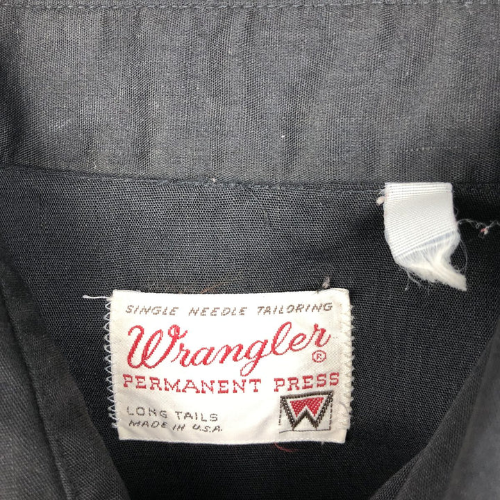 1970'S Wrangler Long-Sleeve Western Shirt, Made in USA, Men's Size M (Equivalent), Vintage unclear black type Vintage Second Hand