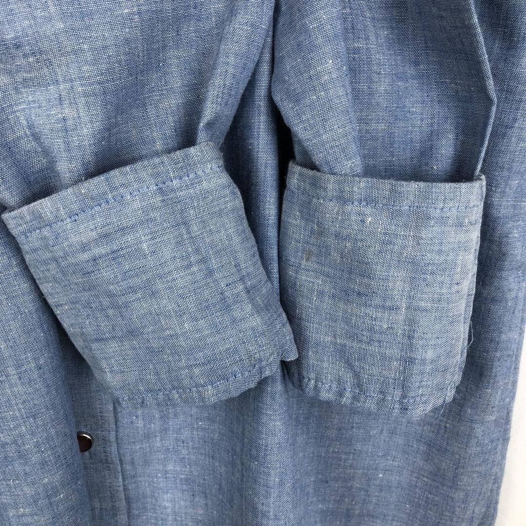 70s-80'S DEE CEE Rangers Chambray Long-Sleeve Western Shirt, Made in USA, Men's Size M (Equivalent), Vintage unclear blue type Vintage Second Hand