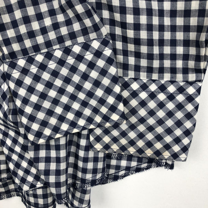 1970'S Sears Western Wear Gingham Check Long-Sleeve Western Shirt, Men's Size L (approx.), Vintage polyester navy blue type Vintage Second Hand