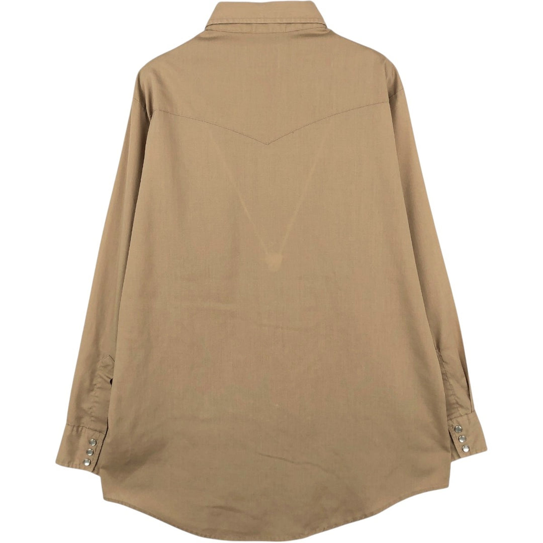 70s-80'S Lee Long-Sleeve Western Shirt, Made in USA, Men's Size L (approx.) unclear beige type brown Vintage Second Hand