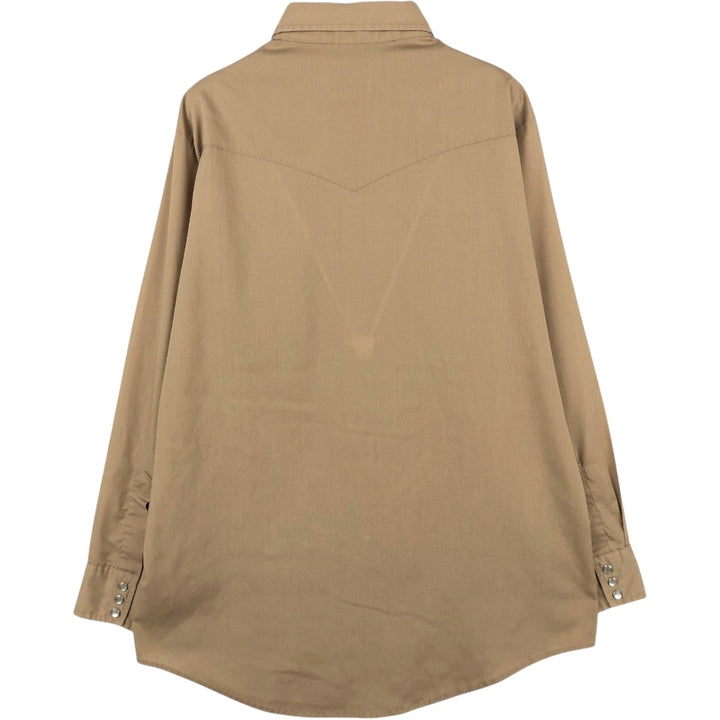 70s-80'S Lee Long-Sleeve Western Shirt, Made in USA, Men's Size L (approx.) unclear beige type brown Vintage Second Hand