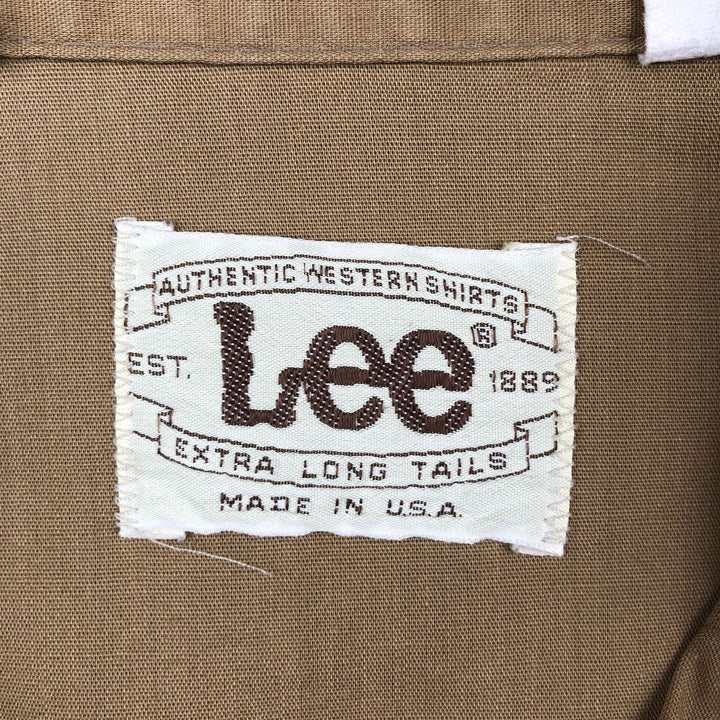 70s-80'S Lee Long-Sleeve Western Shirt, Made in USA, Men's Size L (approx.) unclear beige type brown Vintage Second Hand