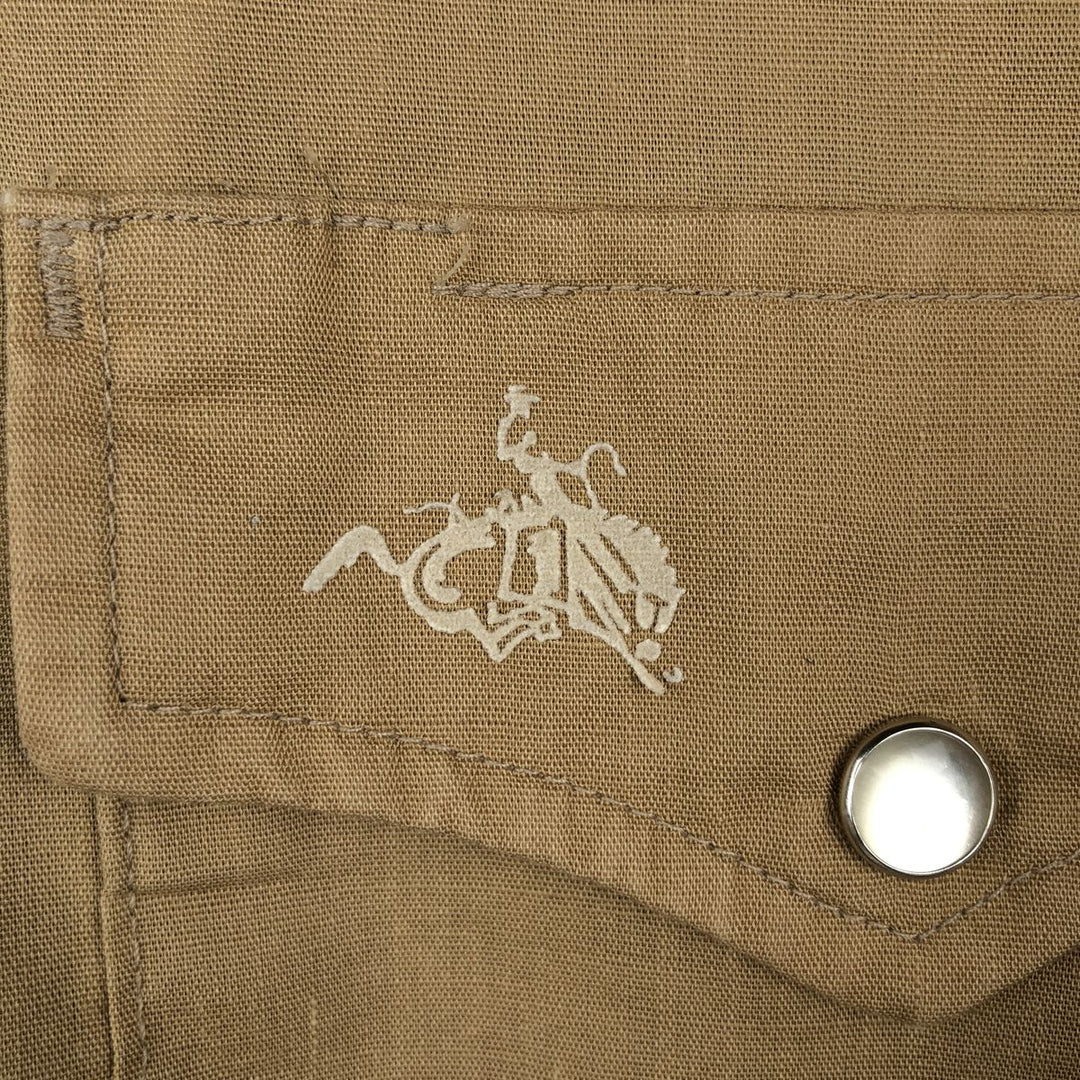 70s-80'S Lee Long-Sleeve Western Shirt, Made in USA, Men's Size L (approx.) unclear beige type brown Vintage Second Hand