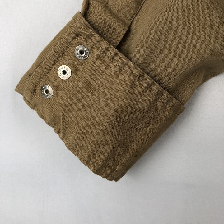 70s-80'S Lee Long-Sleeve Western Shirt, Made in USA, Men's Size L (approx.) unclear beige type brown Vintage Second Hand