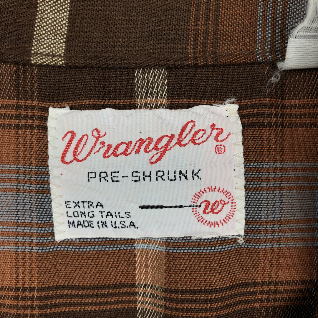 1970'S Wrangler Pre-Shrunk Check Pattern Long-Sleeve Western Shirt, Made in USA, Men's Size XL unclear brown type Vintage Second Hand