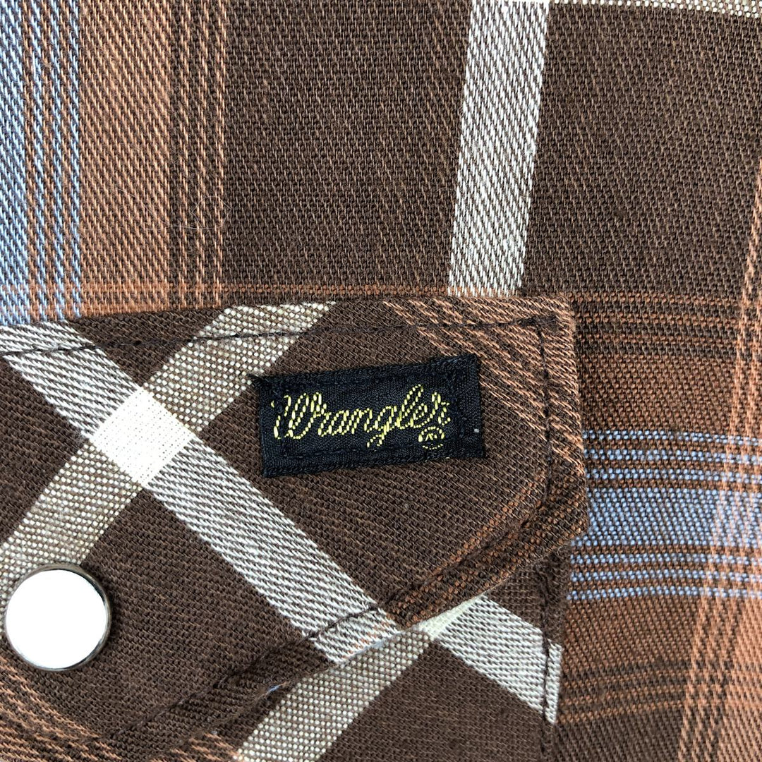 1970'S Wrangler Pre-Shrunk Check Pattern Long-Sleeve Western Shirt, Made in USA, Men's Size XL unclear brown type Vintage Second Hand