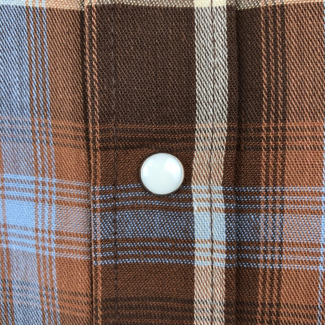 1970'S Wrangler Pre-Shrunk Check Pattern Long-Sleeve Western Shirt, Made in USA, Men's Size XL unclear brown type Vintage Second Hand