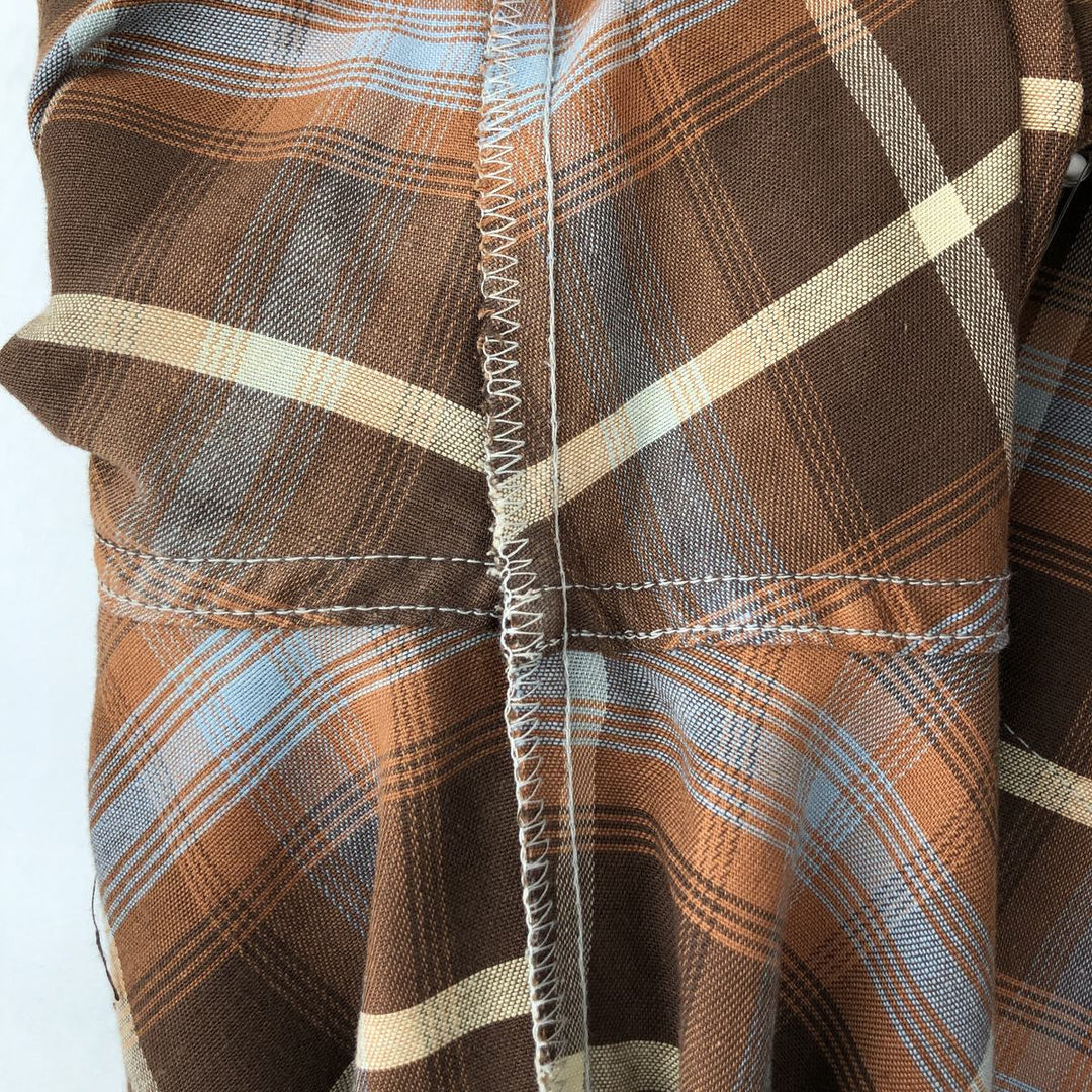 1970'S Wrangler Pre-Shrunk Check Pattern Long-Sleeve Western Shirt, Made in USA, Men's Size XL unclear brown type Vintage Second Hand