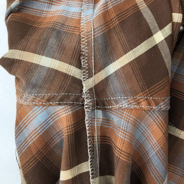 1970'S Wrangler Pre-Shrunk Check Pattern Long-Sleeve Western Shirt, Made in USA, Men's Size XL unclear brown type Vintage Second Hand