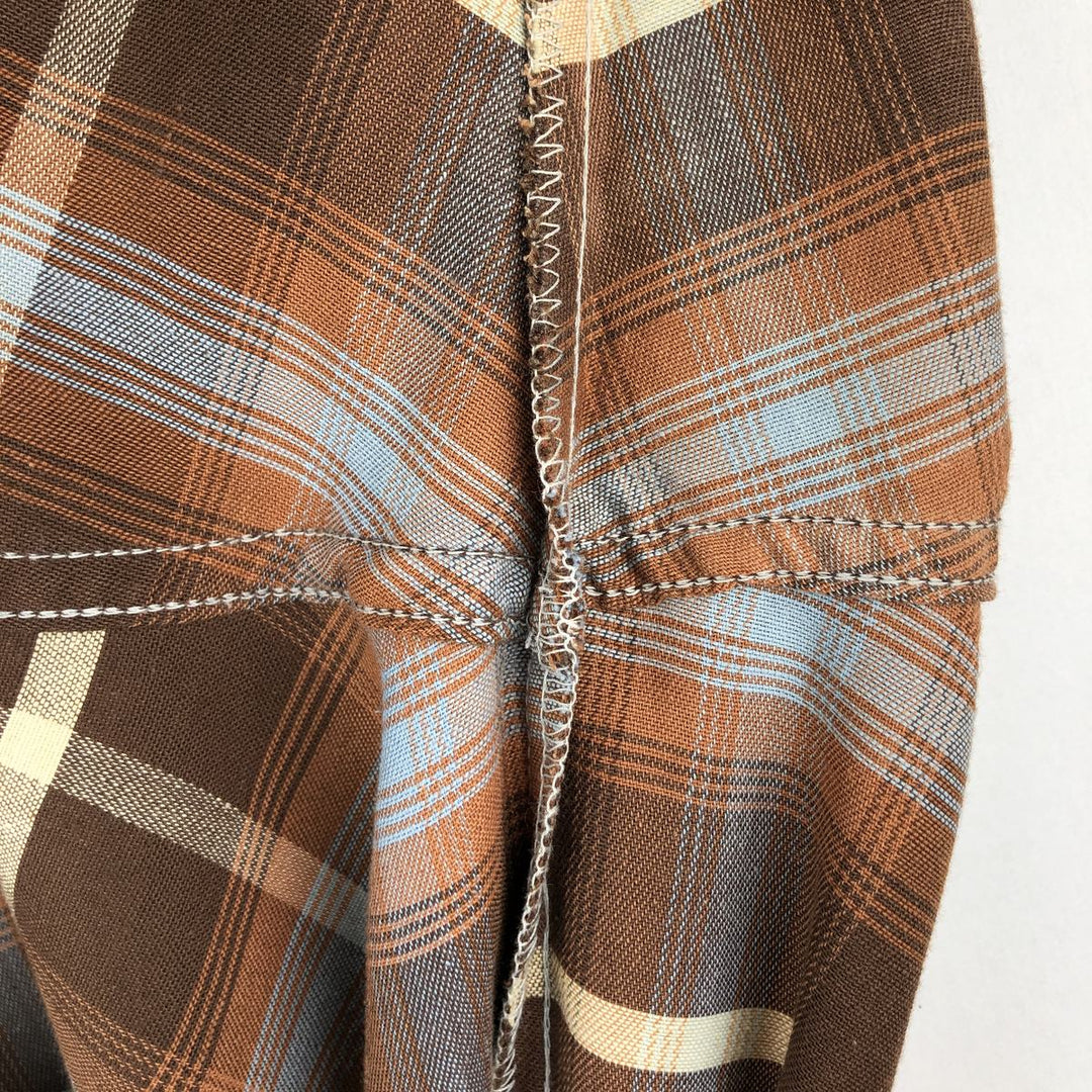 1970'S Wrangler Pre-Shrunk Check Pattern Long-Sleeve Western Shirt, Made in USA, Men's Size XL unclear brown type Vintage Second Hand