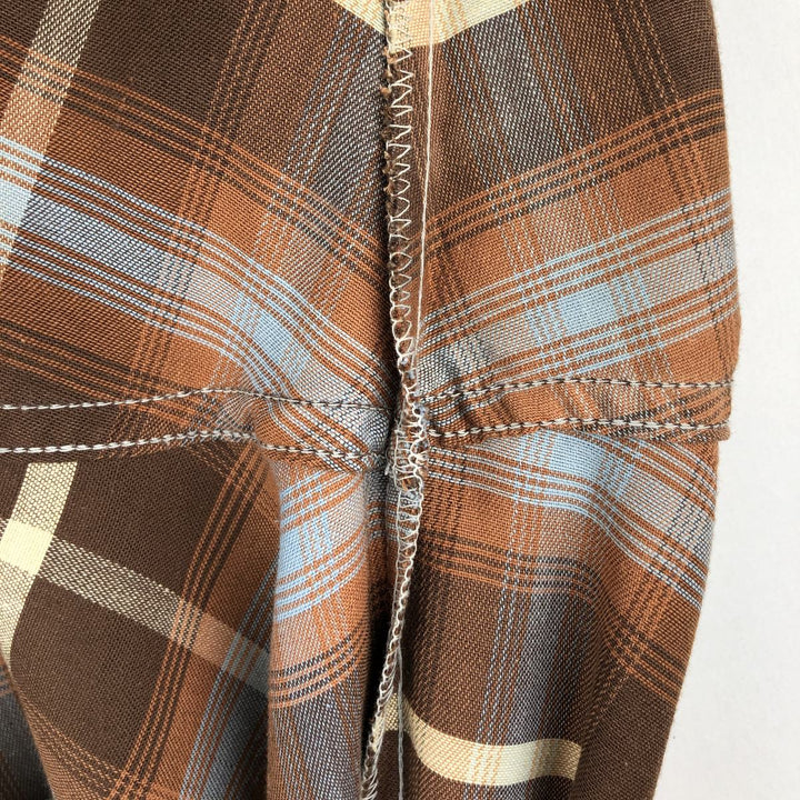 1970'S Wrangler Pre-Shrunk Check Pattern Long-Sleeve Western Shirt, Made in USA, Men's Size XL unclear brown type Vintage Second Hand