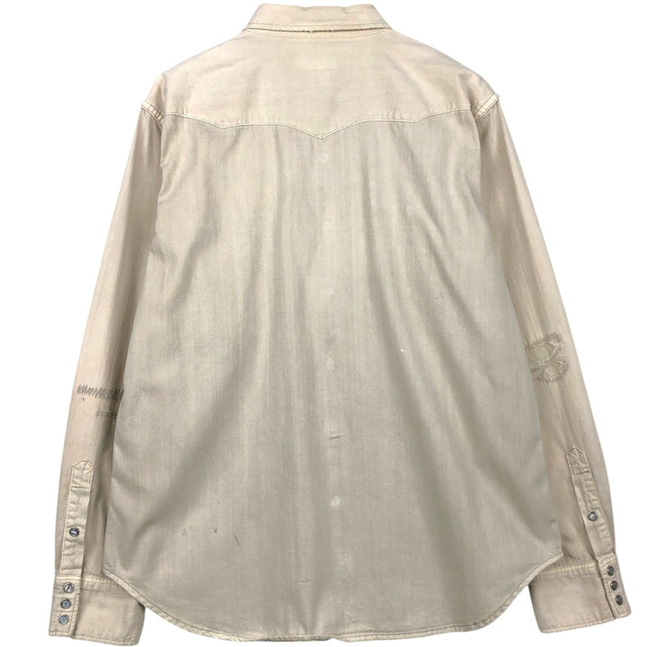 Ralph Lauren POLO RALPH LAUREN Long-Sleeve Denim Western Shirt, Men's Size XL (approx.) unclear Beige type Vintage Second Hand