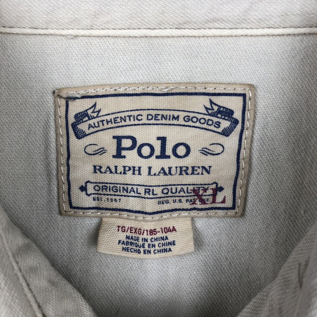 Ralph Lauren POLO RALPH LAUREN Long-Sleeve Denim Western Shirt, Men's Size XL (approx.) unclear Beige type Vintage Second Hand