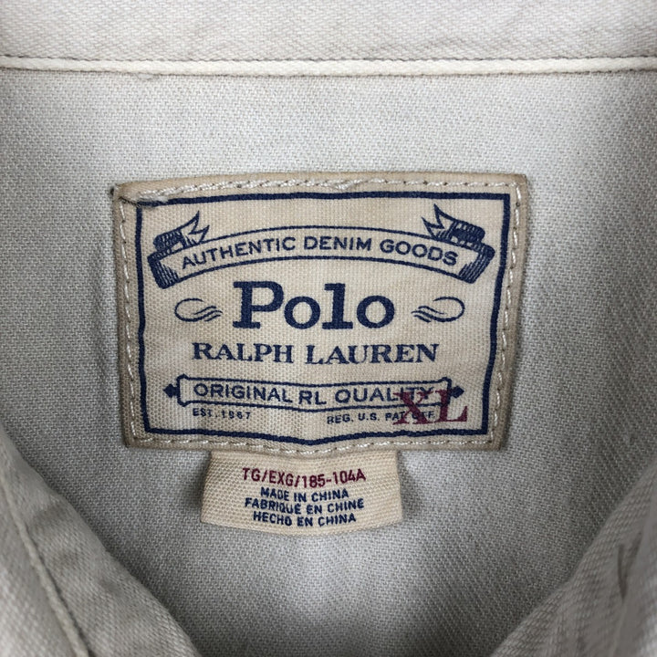Ralph Lauren POLO RALPH LAUREN Long-Sleeve Denim Western Shirt, Men's Size XL (approx.) unclear Beige type Vintage Second Hand