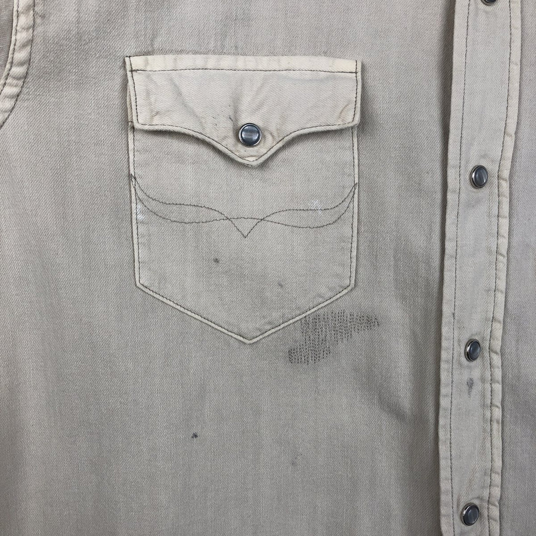 Ralph Lauren POLO RALPH LAUREN Long-Sleeve Denim Western Shirt, Men's Size XL (approx.) unclear Beige type Vintage Second Hand